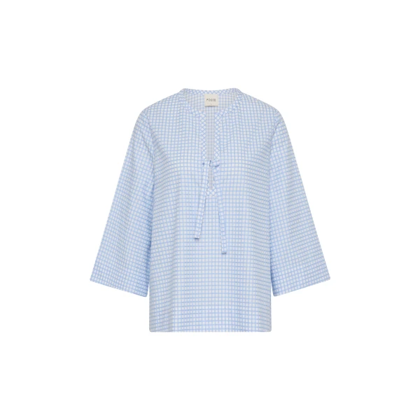 Posse Lila Blouse in Blue Gingham | Blouse | Coveti