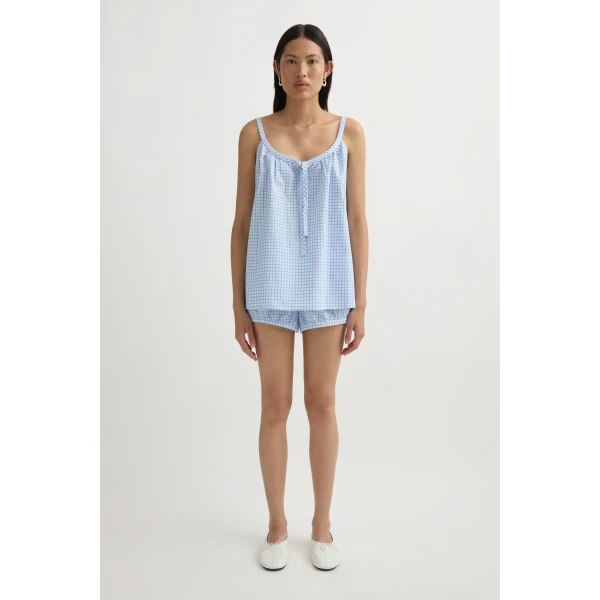 Posse Lila Cami in Blue Gingham | Camisoles | Coveti, view 2