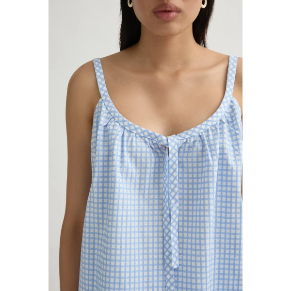 Posse Lila Cami in Blue Gingham | Camisoles | Coveti, view 3