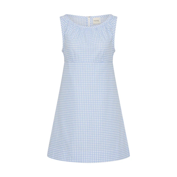Posse Lila Dress in Blue Gingham | Midi Dresses | Coveti