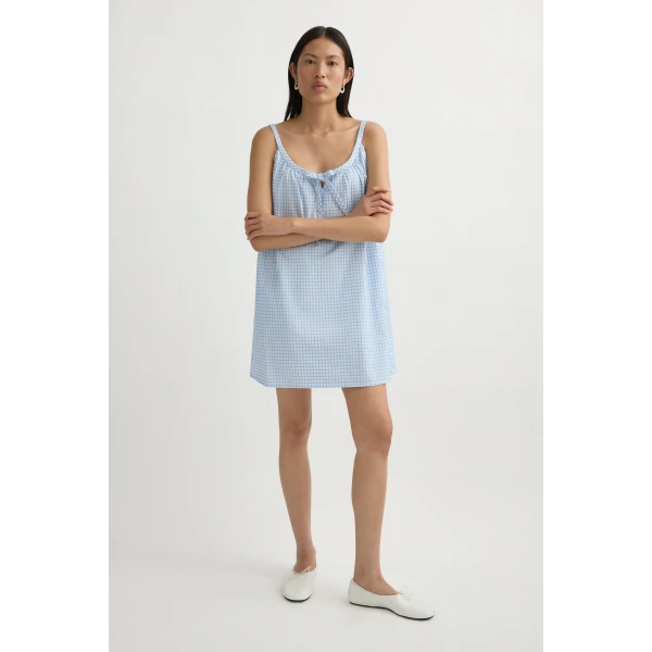 Posse Lila Mini Dress in Blue Gingham | Mini Dresses | Coveti, view 2