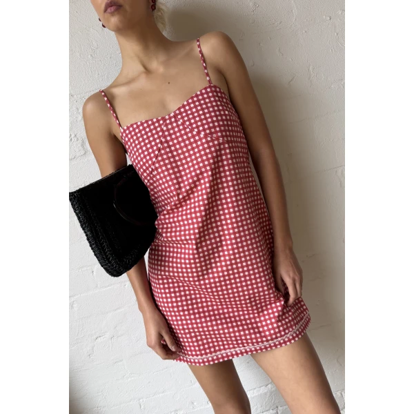 Posse Lindie Mini Dress in Rose Gingham | Mini Dresses | Coveti, view 3