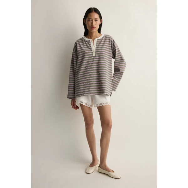 Posse Maeve Long Sleeve Top in Lilac Sage Stripe | Long Sleeve | Coveti, view 2