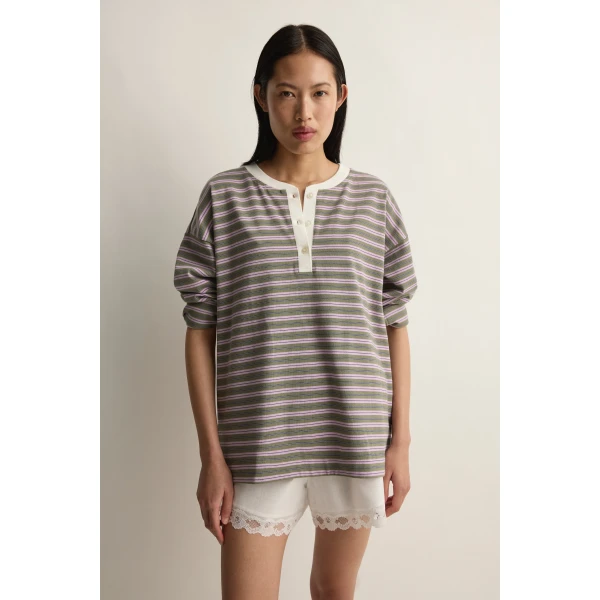 Posse Maeve Long Sleeve Top in Lilac Sage Stripe | Long Sleeve | Coveti, view 3