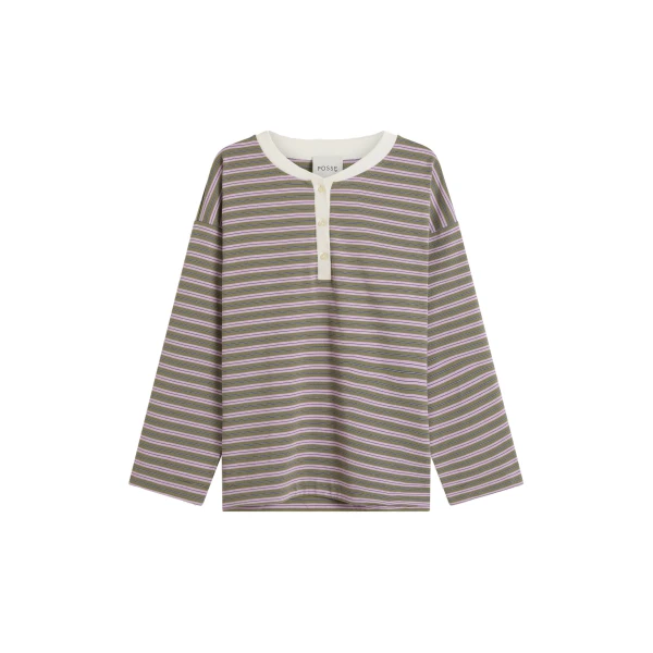 Posse Maeve Long Sleeve Top in Lilac Sage Stripe | Long Sleeve | Coveti
