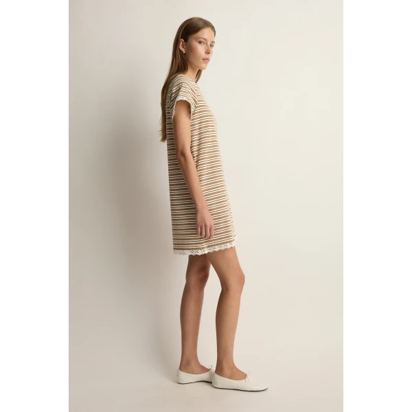 Posse Maeve Mini Dress in Toffee Stripe | Mini Dresses | Coveti, view 4