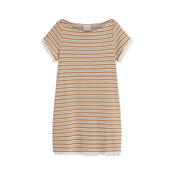 Maeve Mini Dress in Toffee Stripe