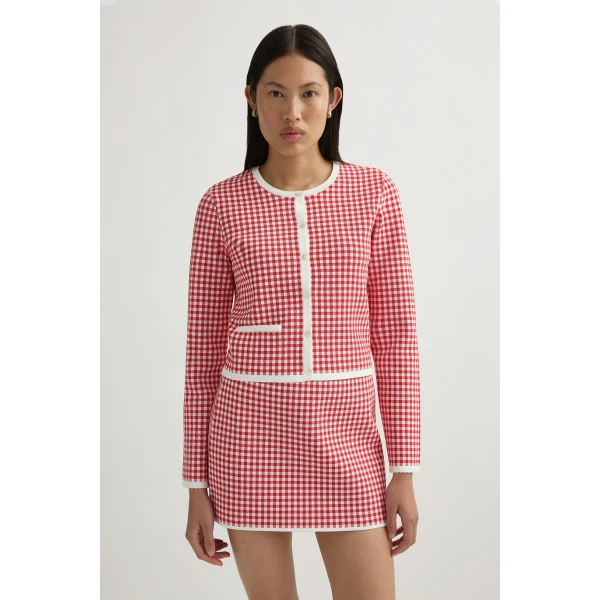 Posse Micah Cardigan in Red Gingham | Cardigan | Coveti, view 2