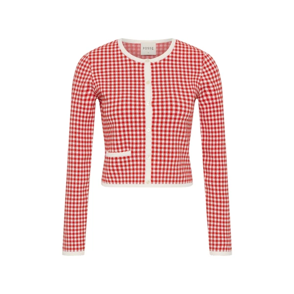 Posse Micah Cardigan in Red Gingham | Cardigan | Coveti