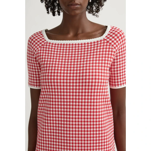 Posse Micah Dress in Red Gingham | Midi Dresses | Coveti, view 3
