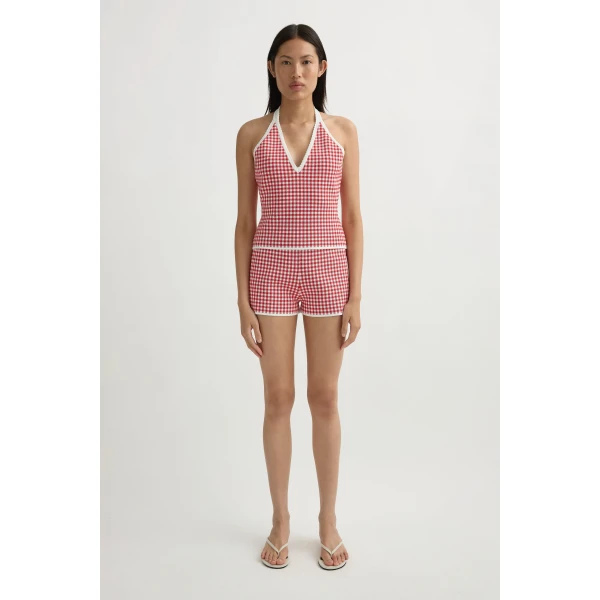 Posse Micah Short in Red Gingham | Shorts | Coveti, view 2