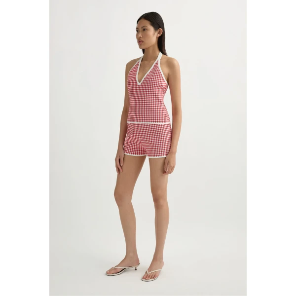 Posse Micah Short in Red Gingham | Shorts | Coveti, view 4