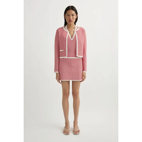 Posse Micah Skirt in Red Gingham | Midi Skirts | Coveti, view 3