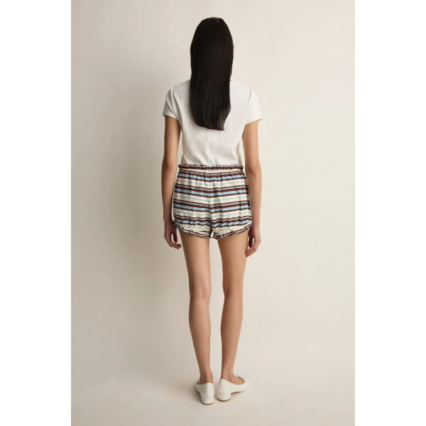 Posse Nadine Ruffle Short in Chocolate Multi Stripe | Shorts | Coveti, view 3