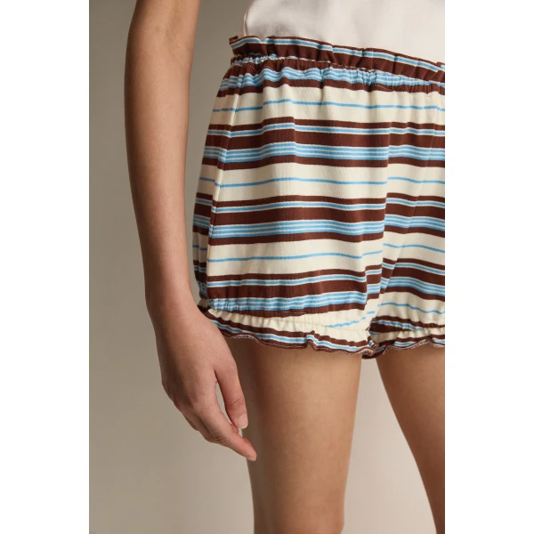 Posse Nadine Ruffle Short in Chocolate Multi Stripe | Shorts | Coveti, view 5