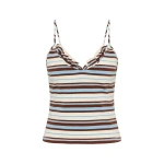 Posse Nadine Ruffle Tank in Chocolate Multi Stripe | Sleeveless | Coveti