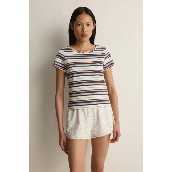 Posse Nadine Tee in Chocolate Multi Stripe | T-shirts | Coveti, view 2