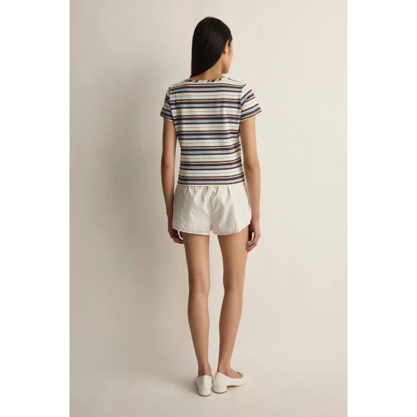 Posse Nadine Tee in Chocolate Multi Stripe | T-shirts | Coveti, view 4
