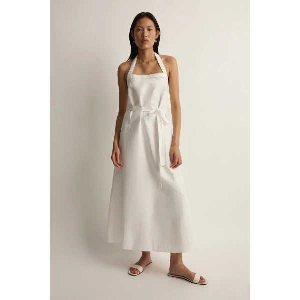 Posse Odette Wrap Dress in Cream | Midi Dresses | Coveti, view 2