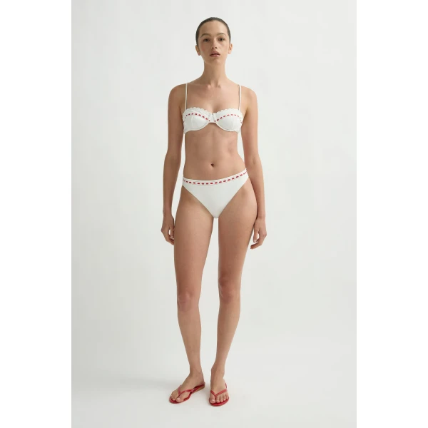 Posse Pia Bottom in Vintage White Red | Bikini | Coveti, view 2