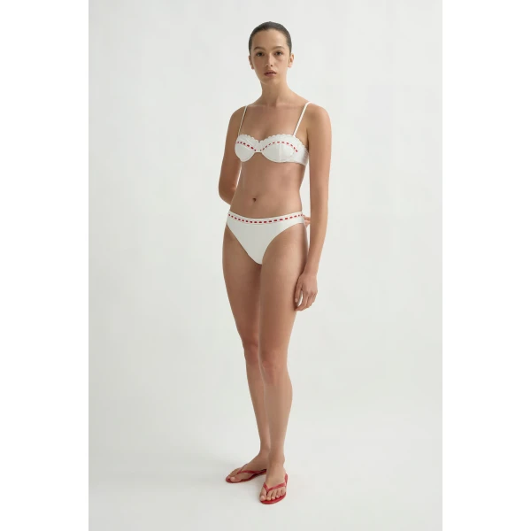 Posse Pia Bottom in Vintage White Red | Bikini | Coveti, view 4