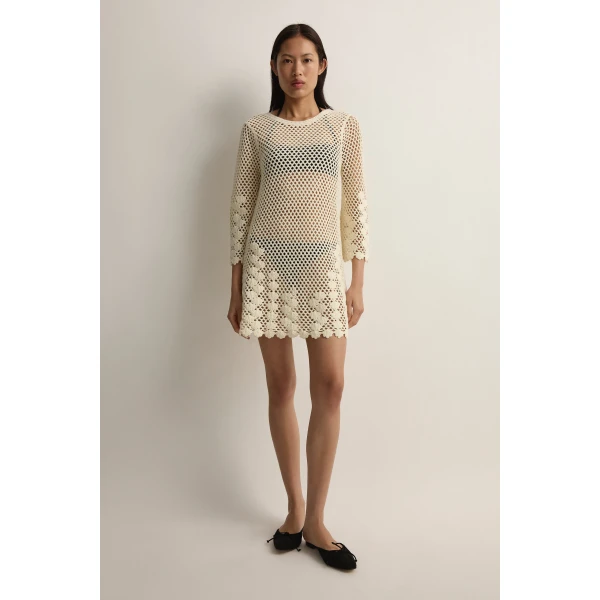 Posse Saskia Dress in Ivory | Midi Dresses | Coveti, view 2