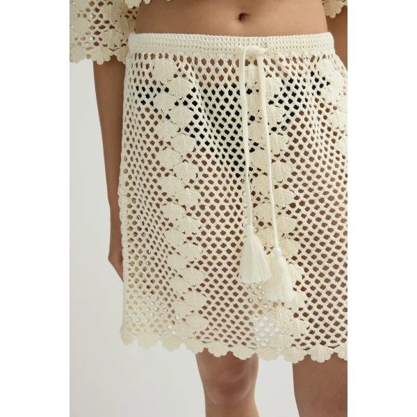 Posse Saskia Skirt in Ivory | Midi Skirts | Coveti, view 5