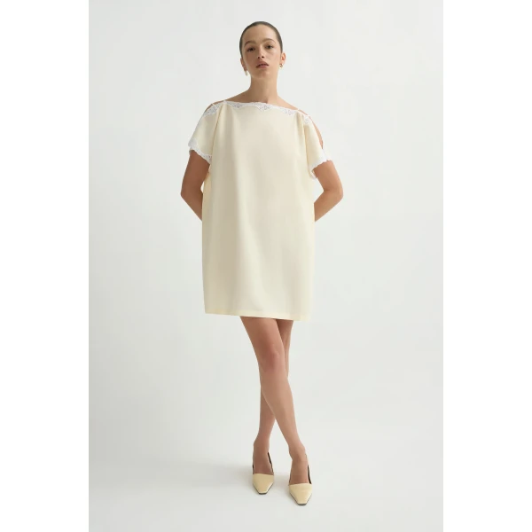 Posse Tabitha Dress in Buttermilk | Midi Dresses | Coveti, view 2