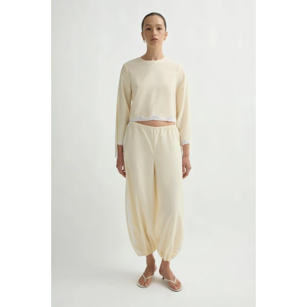 Posse Tabitha Long Sleeve Blouse in Buttermilk | Blouse | Coveti, view 3