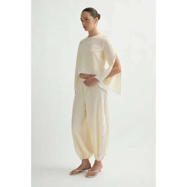 Posse Tabitha Long Sleeve Blouse in Buttermilk | Blouse | Coveti, view 4