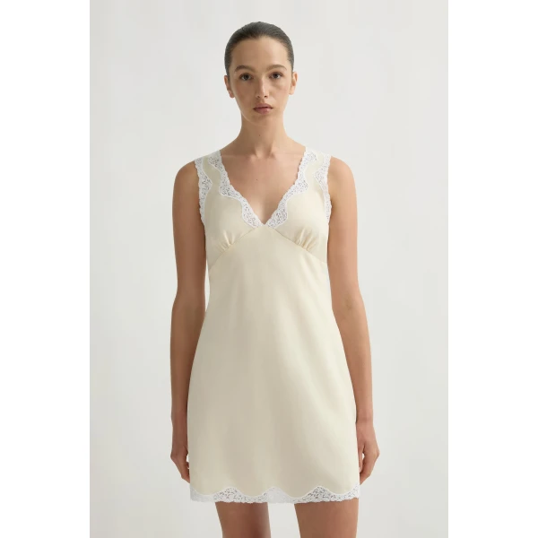 Posse Tabitha Slip Mini Dress in Buttermilk | Mini Dresses | Coveti, view 3