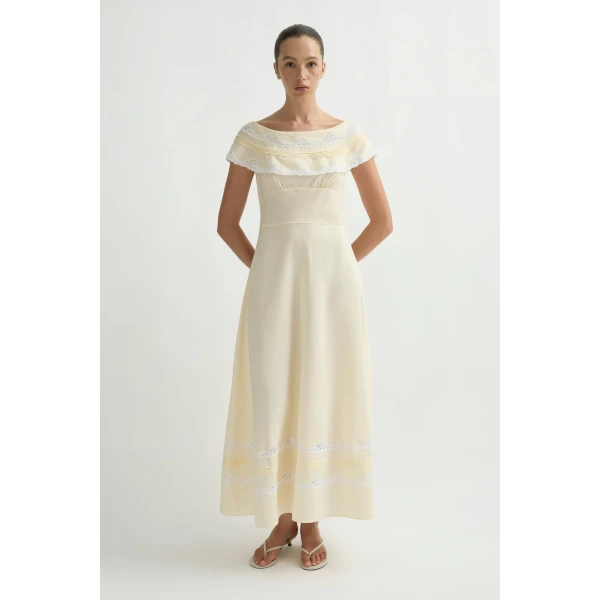 Posse Tabitha Sundress in Buttermilk | Midi Dresses | Coveti, view 2
