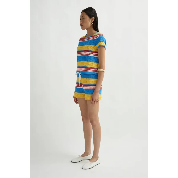 Posse Tammy Baby Tee in Blue Multistripe | T-shirts | Coveti, view 4