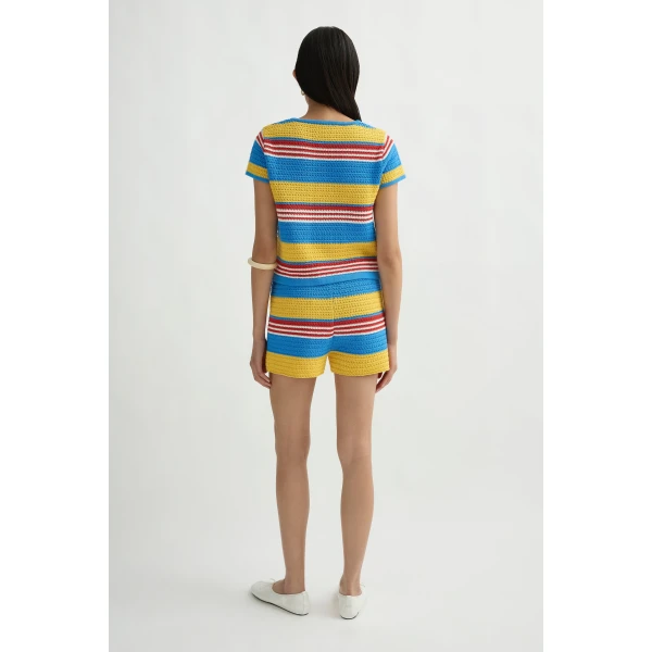 Posse Tammy Baby Tee in Blue Multistripe | T-shirts | Coveti, view 5