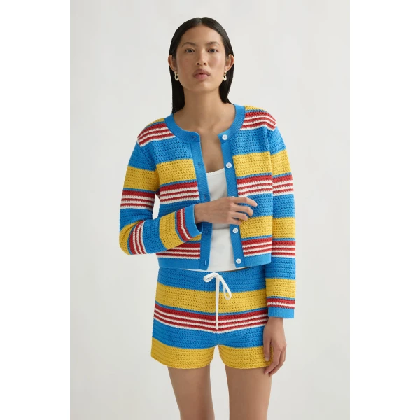 Posse Tammy Cardigan in Blue Multistripe | Cardigan | Coveti, view 2