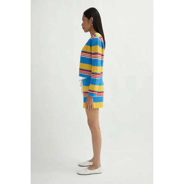 Posse Tammy Cardigan in Blue Multistripe | Cardigan | Coveti, view 4