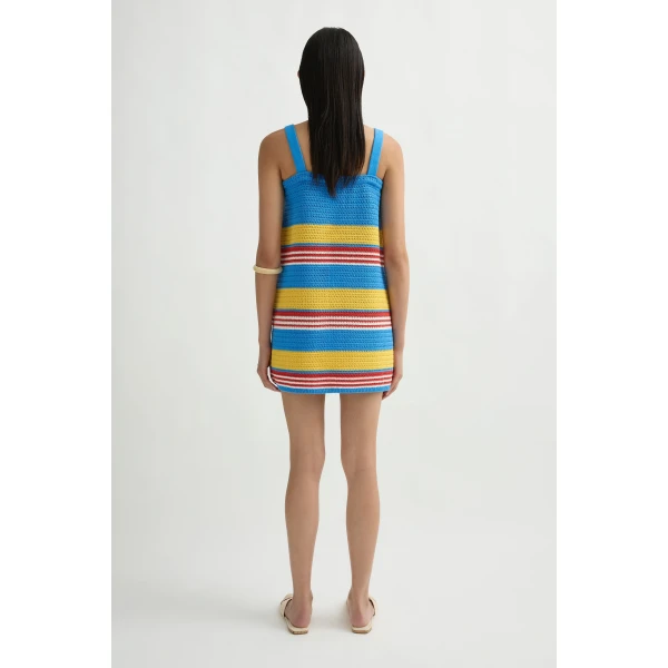 Posse Tammy Dress in Blue Multistripe | Midi Dresses | Coveti, view 5