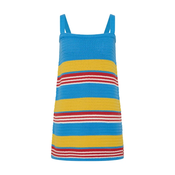 Posse Tammy Dress in Blue Multistripe | Midi Dresses | Coveti