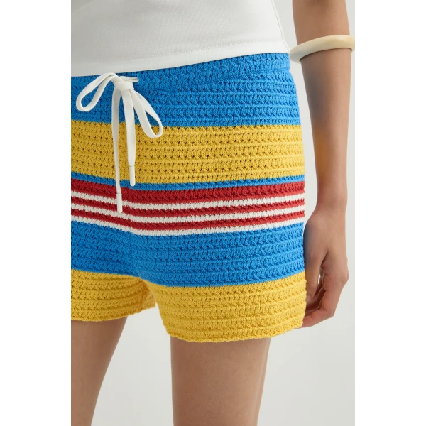 Posse Tammy Short in Blue Multistripe | Shorts | Coveti, view 2