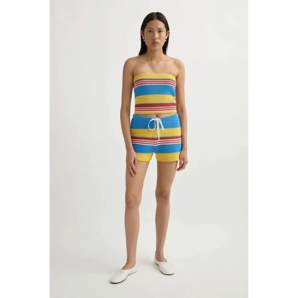 Posse Tammy Short in Blue Multistripe | Shorts | Coveti, view 3