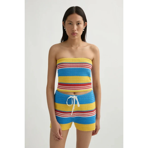 Posse Tammy Short in Blue Multistripe | Shorts | Coveti, view 4