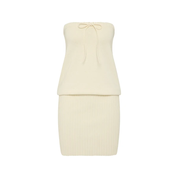 Posse Teo Strapless Dress in Ivory | Midi Dresses | Coveti