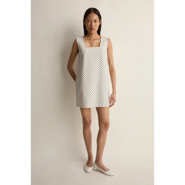 Posse Tommy Dress in Ivory Black Polka Dot | Midi Dresses | Coveti, view 2