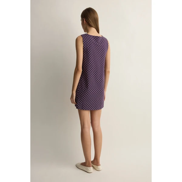Posse Tommy Dress in Purple Ivory Polka Dot | Midi Dresses | Coveti, view 4