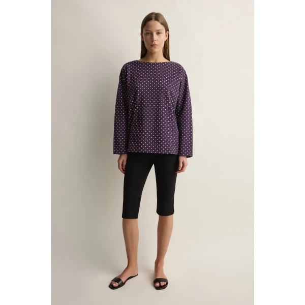 Posse Tommy Top in Purple Ivory Polka Dot | Tops | Coveti, view 3