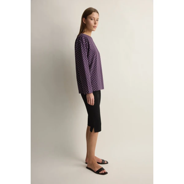 Posse Tommy Top in Purple Ivory Polka Dot | Tops | Coveti, view 4
