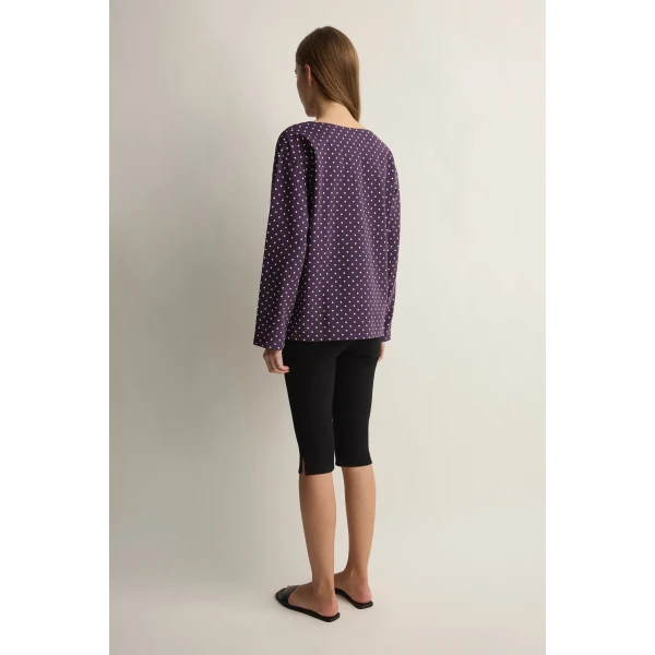 Posse Tommy Top in Purple Ivory Polka Dot | Tops | Coveti, view 5