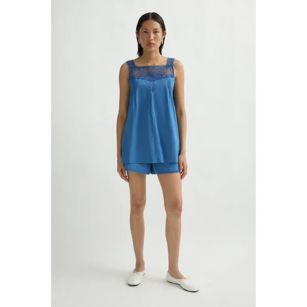 Posse Veda Tunic in Azure | Tops | Coveti, view 3