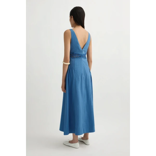 Posse Veda V-Neck Dress in Azure | Midi Dresses | Coveti, view 5