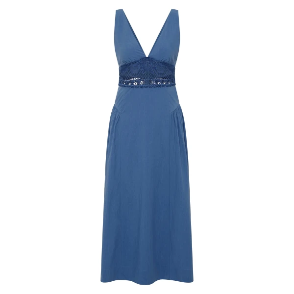 Veda V-Neck Dress in Azure